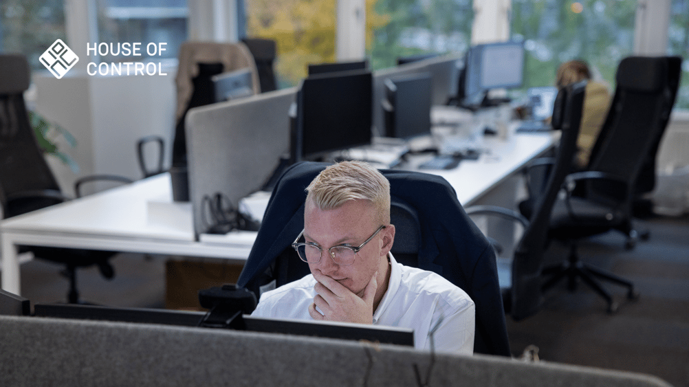 Employee looking at his screen focusing on his work